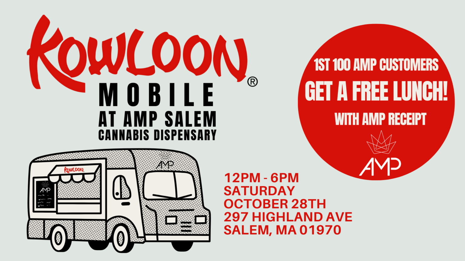 Kowloon Food Truck at AMP Salem Cannabis Dispensary (FREE lunch for
